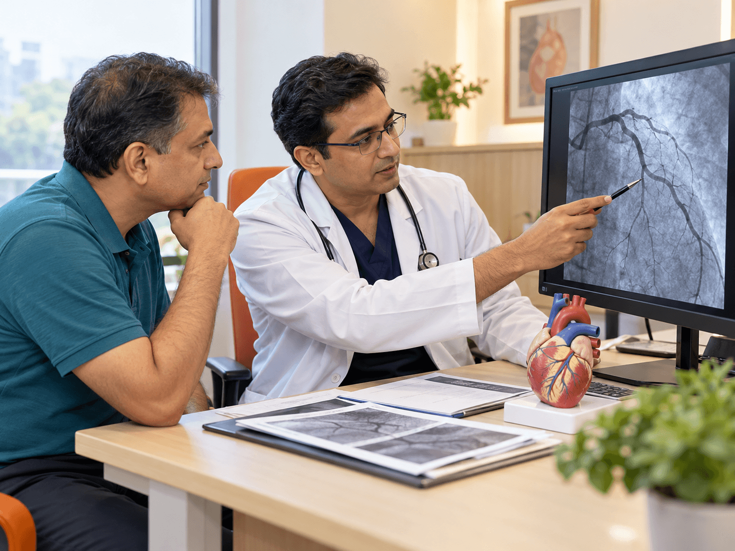 Consultation image showing a heart artery assessment